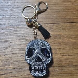 Crystal Skull Keychain with Black Tassel
